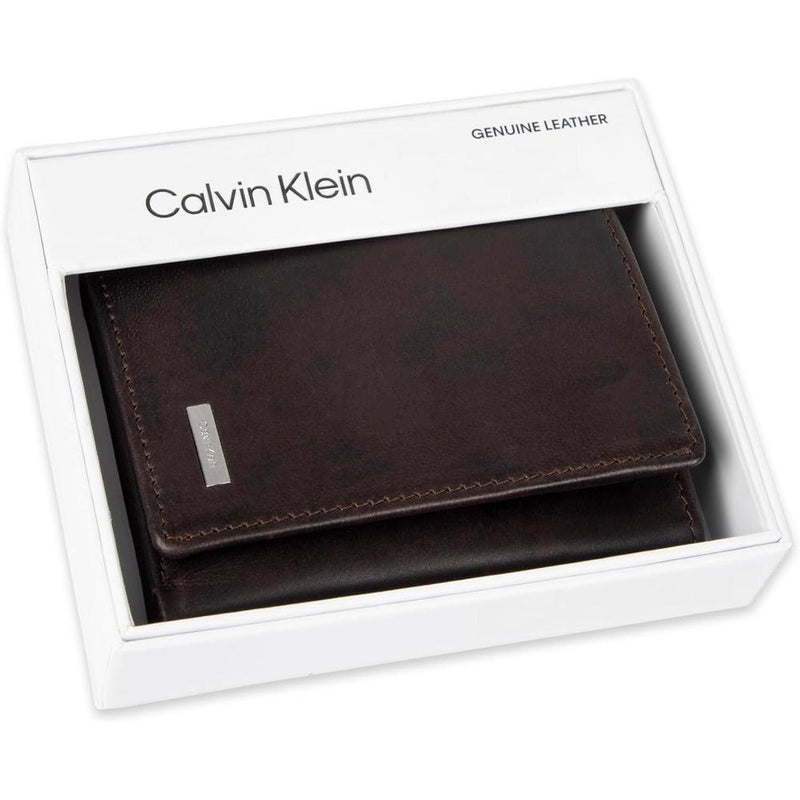 Conjunto de billetera Calvin Klein de cuero con protección RFID, múltiples compartimentos y llavero para hombres
