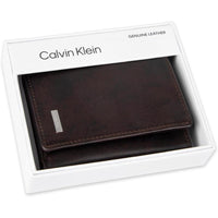 Conjunto de billetera Calvin Klein de cuero con protección RFID, múltiples compartimentos y llavero para hombres