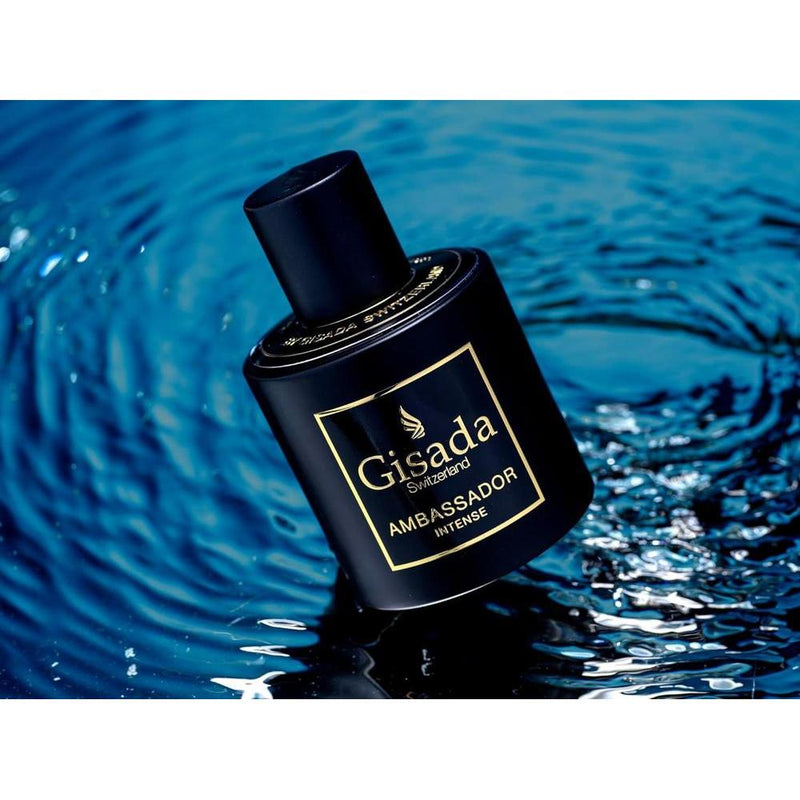 Gisada Ambassador Intense para hombres, perfume con aroma fuerte y masculino, notas cítricas y orientales hecho en Suiza