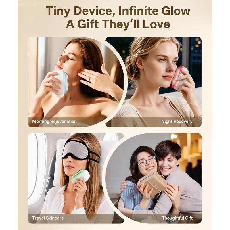 Dopsikn Terapia de luz roja para cara y cuello, masajeador facial con modos caliente y frío, herramienta para contornear