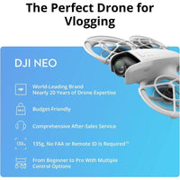 DJI Neo - Combo de tres baterías, mini dron 4K UHD cámara autónomo para adultos con seguimiento de temas y QuickShots, gris