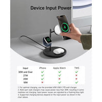 Anker MagGo Estación de Carga Inalámbrica 3 en 1 Compatible con MagSafe para iPhone, Apple Watch y AirPods, Certificación Qi2