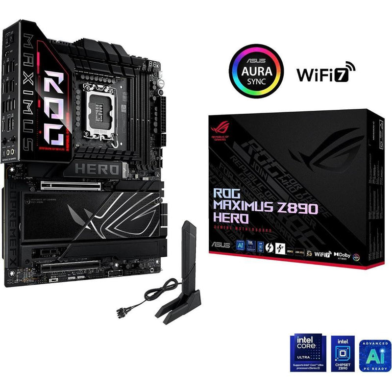 ASUS ROG Maximus Z890 Hero Placa base Intel Z890 LGA 1851, Intel avanzada lista para PC, 22+2+1+2 etapas, DDR5, WiFi 7, 3X PCIe 5.0 M.2
