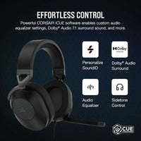 CORSAIR HS65 SURROUND Auriculares gaming multiplataforma con Dolby Atmos, SoundID, compatible iCUE - PC, Mac, PS5, PS4, Xbox