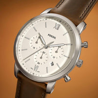 Fossil Neutra Reloj cronógrafo para hombre con pulsera de acero inoxidable o correa de cuero auténtico