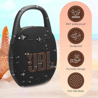 Bocina JBL Clip 5 portátil Bluetooth, impermeable IP67, batería de larga duración, solución integral Boomph