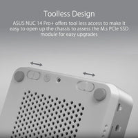 ASUS NUC 14 Pro+ con Intel Core Ultra 9, 32GB RAM, 1TB SSD, Thunderbolt 4 y soporte VESA, chasis de aluminio plateado