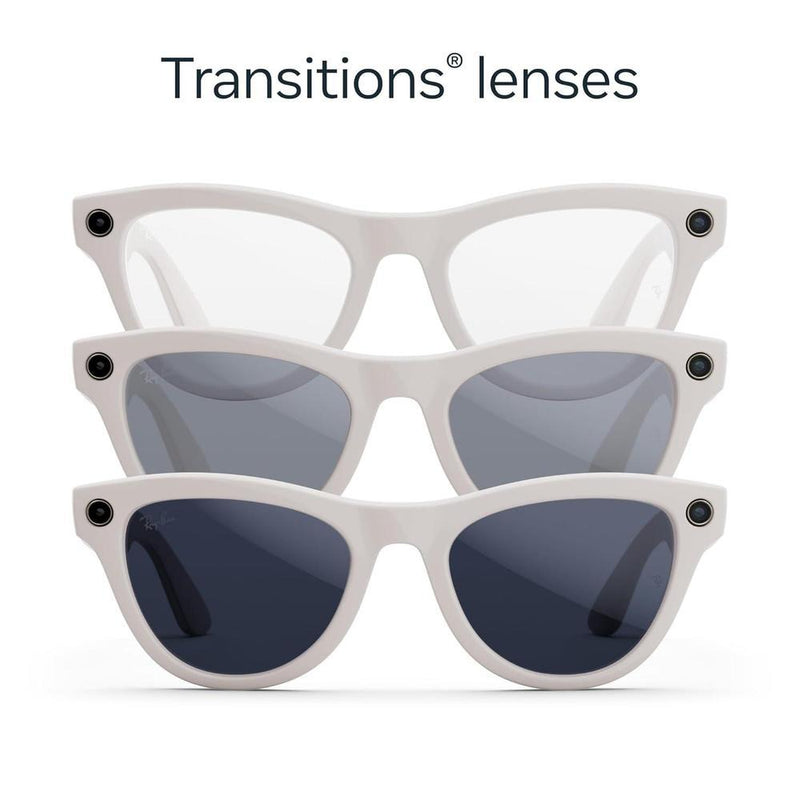 Gafas inteligentes Ray-Ban Meta (Gen 2) con cámara 12 MP, audio abierto, IA, y lentes de zafiro Transitions