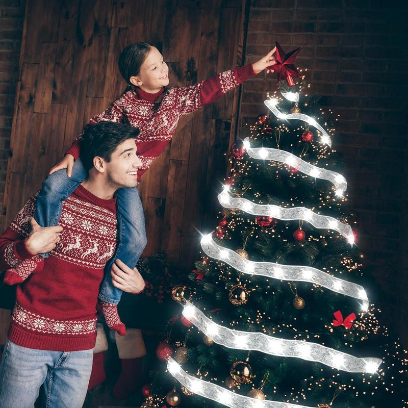 Guirnaldas luminosas LED para árbol de Navidad, 200 luces, con 8 modos de iluminación, temporizador, batería y USB