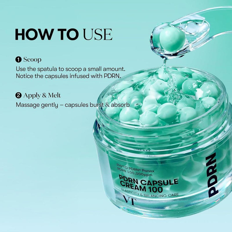 VT COSMETICS Crema en Cápsulas PDRN 100 con Ácido Hialurónico y Péptidos para Hidratación y Reafirmación Facial