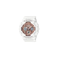 Reloj Casio G-Shock Blanco y Oro Rosa - Resistente al Agua y Golpes, Ideal para Mujer, Modelo GMS-S120MF-7A2CR