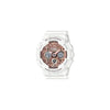 Reloj Casio G-Shock Blanco y Oro Rosa - Resistente al Agua y Golpes, Ideal para Mujer, Modelo GMS-S120MF-7A2CR