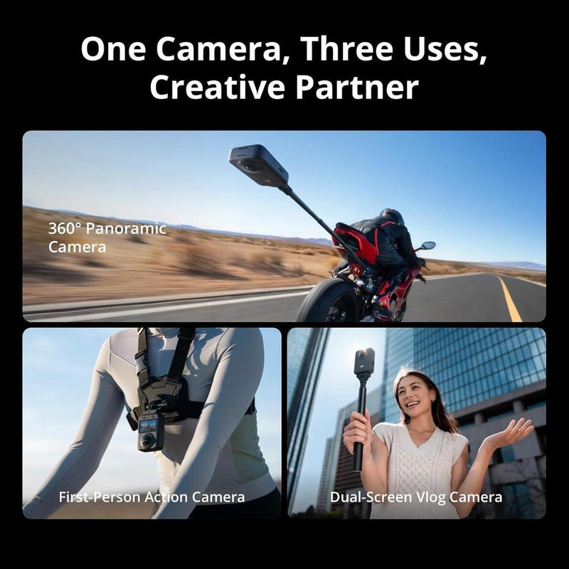 DJI Osmo 360 Standard Combo, cámara 360 con imagen 360° de 1 pulgada, video 8K, 4K/120fps, foto 120MP, grabación 8K 100 minutos