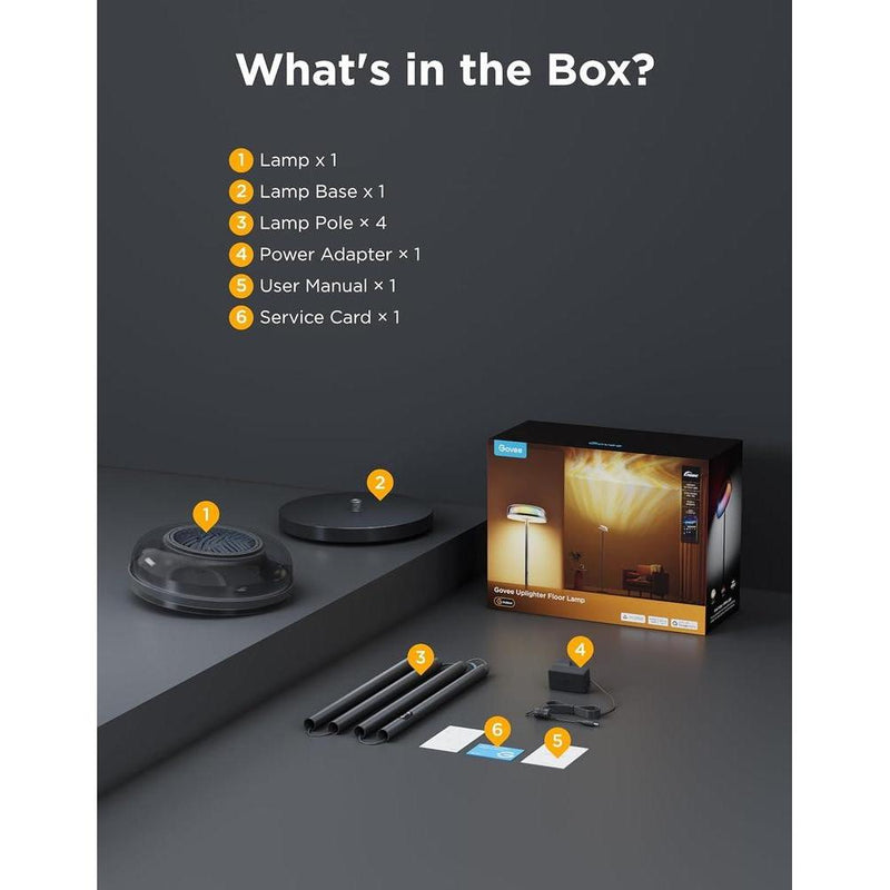 Govee Uplighter lámpara de pie proyector ondulación RGBIC compatible con SmartThings y Alexa moderna