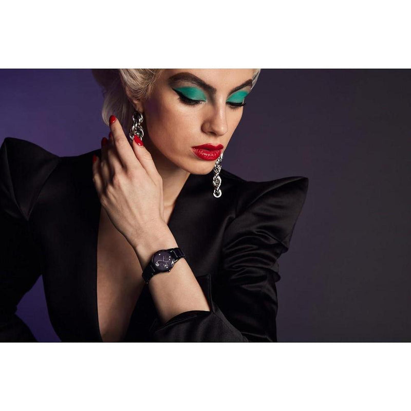 Citizen Eco-Drive Disney Villian Ursula Crystal reloj y pin set de regalo negro iones, esfera negra