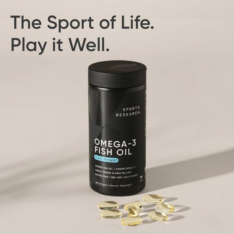 Omega-3 Aceite de Pescado 1250 SR - Suplemento de triple fuerza de pollock de Alaska sostenible, sin OGM ni soja, 180 cápsulas blandas