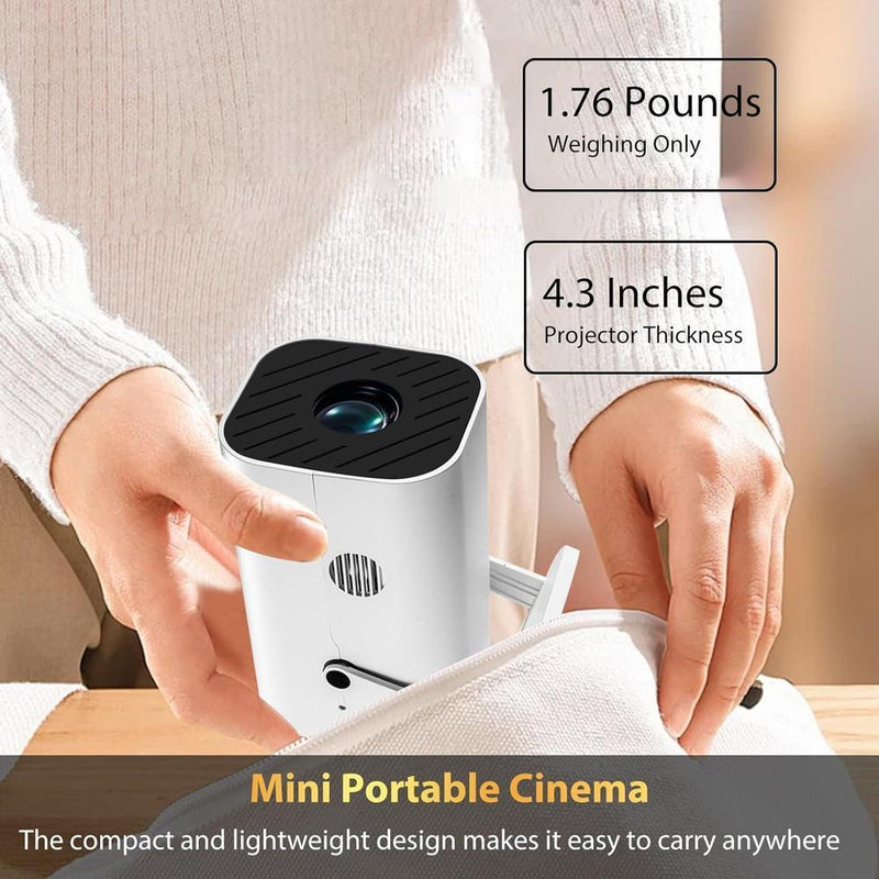 Proyector portátil con WiFi y Bluetooth, enfoque eléctrico y aplicaciones integradas, compatible con smartphones