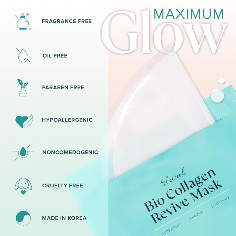 Mascarilla Facial De Bio Colágeno Con 7 Péptidos, Ácido Hialurónico, Niacinamida Y Más, Paquete De 4, Hidratante Y Reafirmante