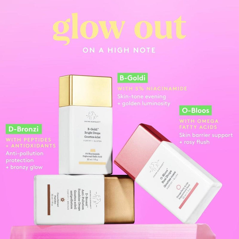 Drunk Elephant D-Bronzi Sunshine Drops: Suero Bronceador Facial, Seguro y Efectivo, Libre de Aceites, Fragancias 30ml