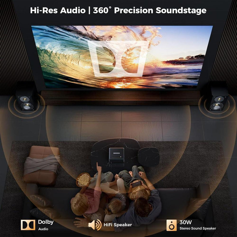 GooDee Proyector Inteligente 4K con WiFi, Bluetooth, 3000 ANSI UHD, Dolby Audio, Enfoque Automático, Aplicaciones de Streaming