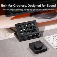 ULANZI D200X Creative Deck - Teclado macro con 14 teclas LCD, 3 perillas de codificador y concentrador 8 en 1 para edición de video