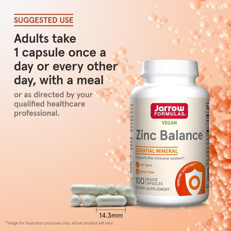 Suplemento Balance de Zinc Jarrow Formulas, con cobre para refuerzo inmunológico, 100 cápsulas, vegano y libre de alérgenos