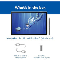 Wacom MovinkPad Pro 14, tableta gráfica móvil Android. Pantalla OLED, Pro Pen 3 sin batería, 12GB RAM, 256GB almacenamiento