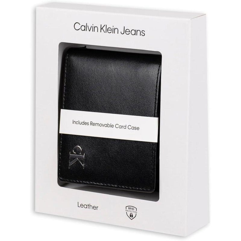 Billetera plegable minimalista RFID de cuero Calvin Klein para hombre con múltiples ranuras para tarjetas