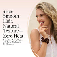 Kitsch Crema suavizante para el cabello con aceite de ricino y coco, reduce frizz, apta para cabellos finos y medios