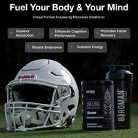 BIRDMAN Monohidrato de creatina micronizada en polvo, recuperación muscular, vegano, sin cafeína, sin gluten, sin azúcar, 80 porciones