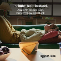 Kobo Libra Colour SleepCover | Amarillo mantequilla | Tecnología Sleep/Wake, soporte de 2 vías, cuero vegano, compatible