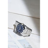 Fossil Everett - Reloj para hombre con correa de acero inoxidable o cuero, resistente al agua y esfera texturizada azul