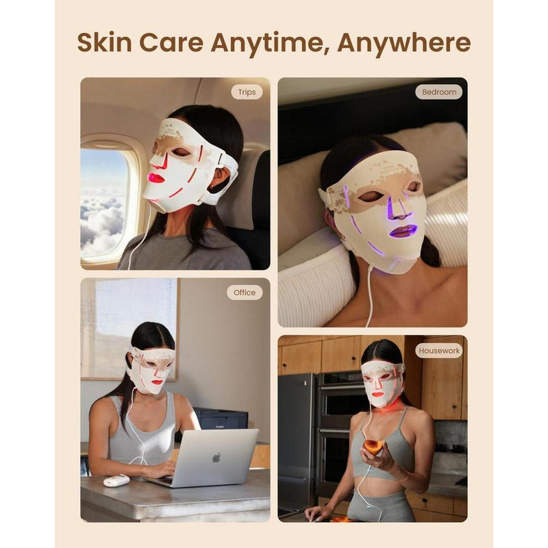RENPHO máscara 4D de luz roja para terapia facial, ideal regalo, con 324 LEDs cobertura completa y 3 modos de luz