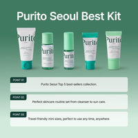 PURITO SEOUL Best Kit - Rutina de cuidado facial con limpiador, suero, tónico y crema, para todo tipo de piel, set de regalo K-Beauty
