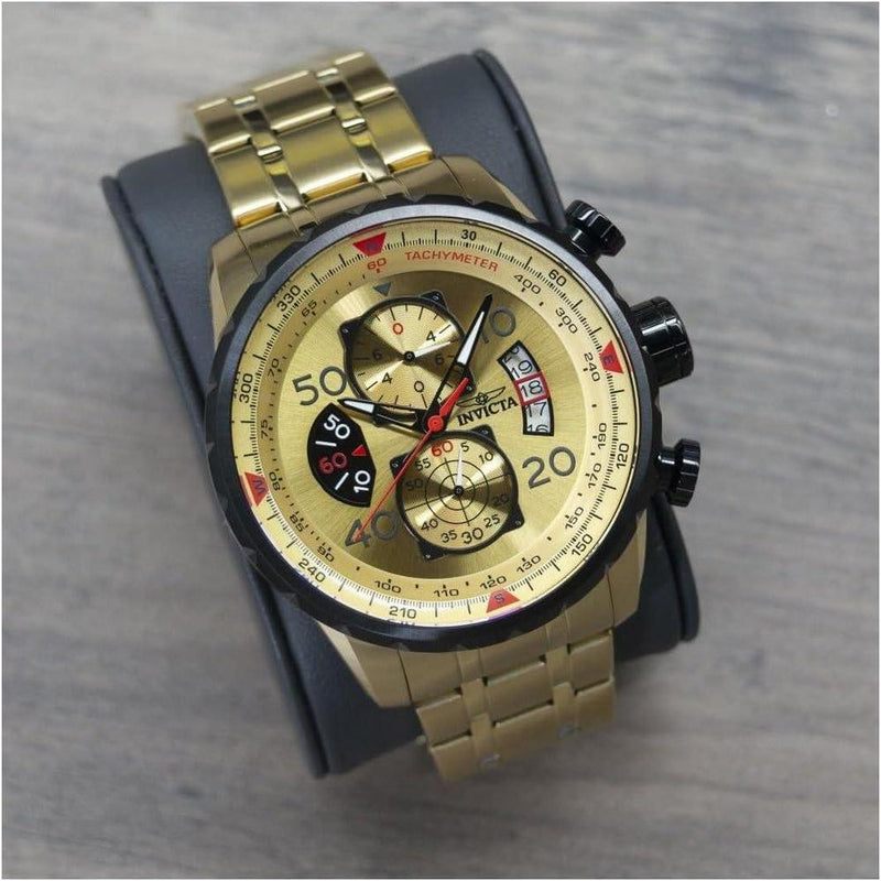 Invicta reloj japonés de cuarzo para hombre, diseño aviador, pantalla analógica, correas de acero inoxidable