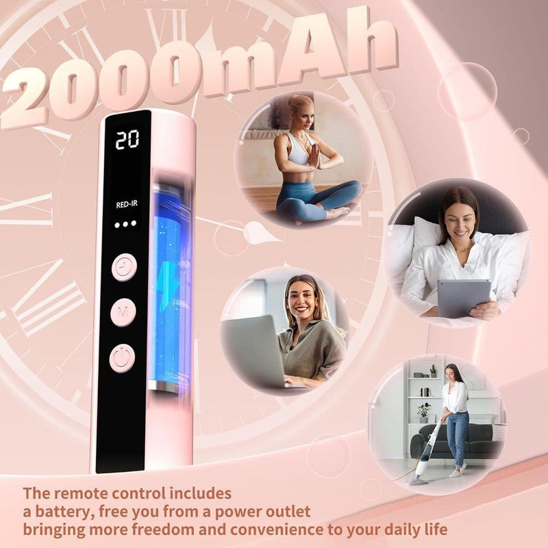 Máscara facial LED con terapia de luz roja, 4 modos, control remoto recargable, luz azul, naranja, infrarroja y roja