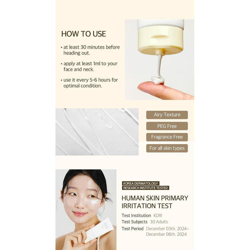 Mixsoon Protector Solar Coreano SPF 50, Textura Ligera y Aireada, Sin Fundición Blanca, Apto para Maquillaje y Uso Diario