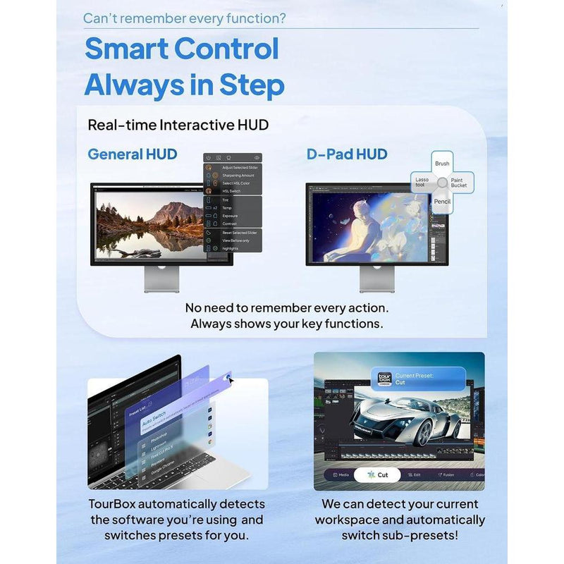 TOUR BOX Elite Plus: Consola creativa programable Bluetooth para edición de fotos y videos, graduación e ilustración