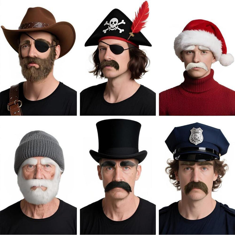HOMELEX Set de Bigote y Cejas Falsas Autoadhesivas para Halloween y Fiestas