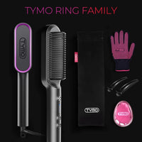 Cepillo alisador TYMO Ring con tecnología PTC, 5 ajustes de temperatura, calentamiento rápido y doble voltaje, negro