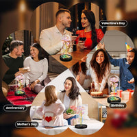 Rosa eterna en domo de cristal con luz LED