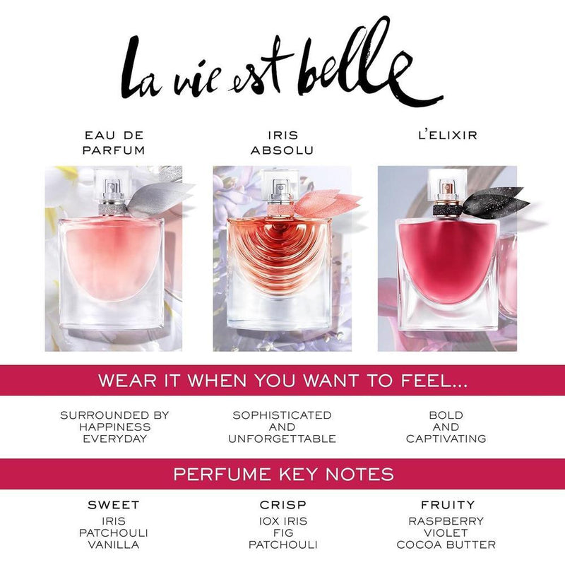 Lancôme La Vie Est Belle L'Elixir Eau de Parfum, fragancia femenina floral con frambuesa y violeta