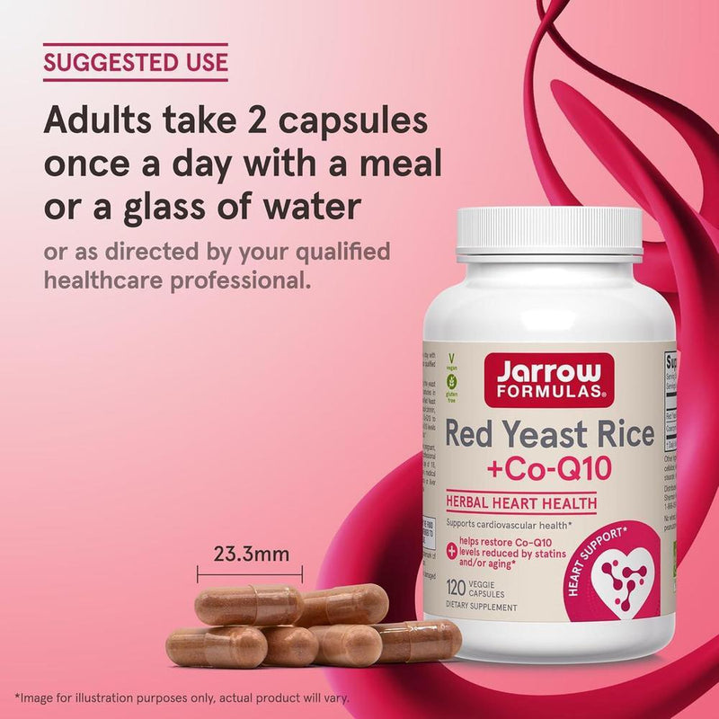 Jarrow Formulas Arroz de Levadura Roja y CoQ10, Suplemento Dietético Herbal para la Salud del Corazón
