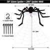Telaraña de Halloween con araña gigante, espeluznante decoración para exteriores e interiores, ideal para fiestas