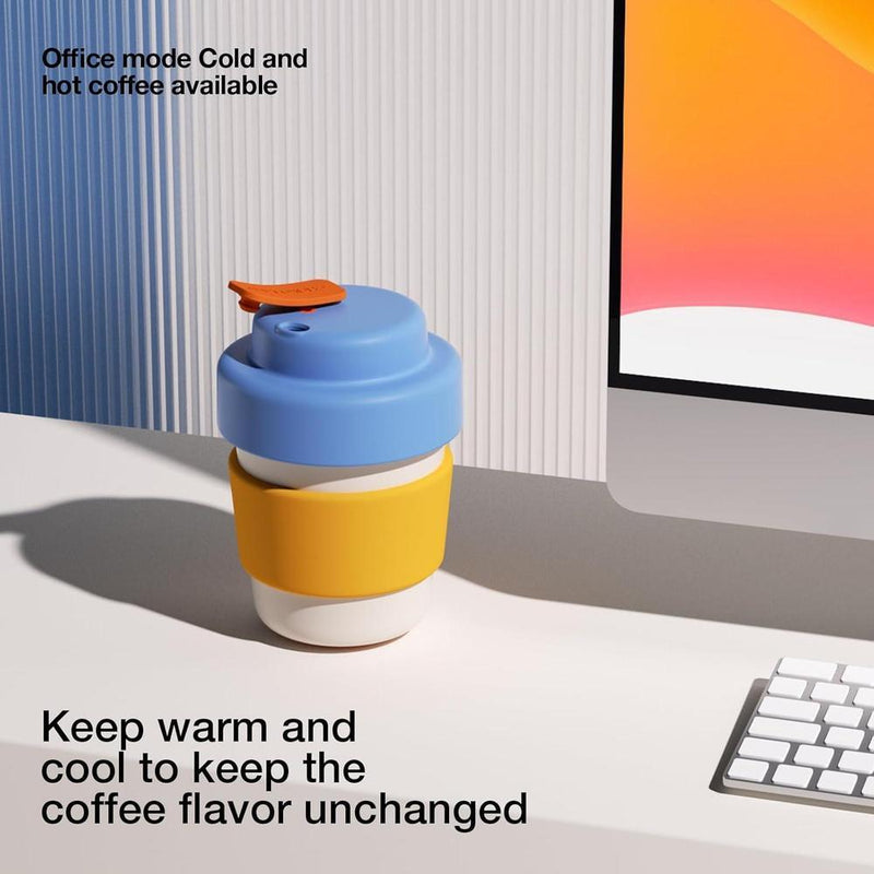 Taza de café de viaje aislada con doble pared de vacío, fácil de agarrar, libre de BPA, tapa azul