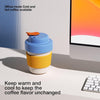 Taza de café de viaje aislada con doble pared de vacío, fácil de agarrar, libre de BPA, tapa azul