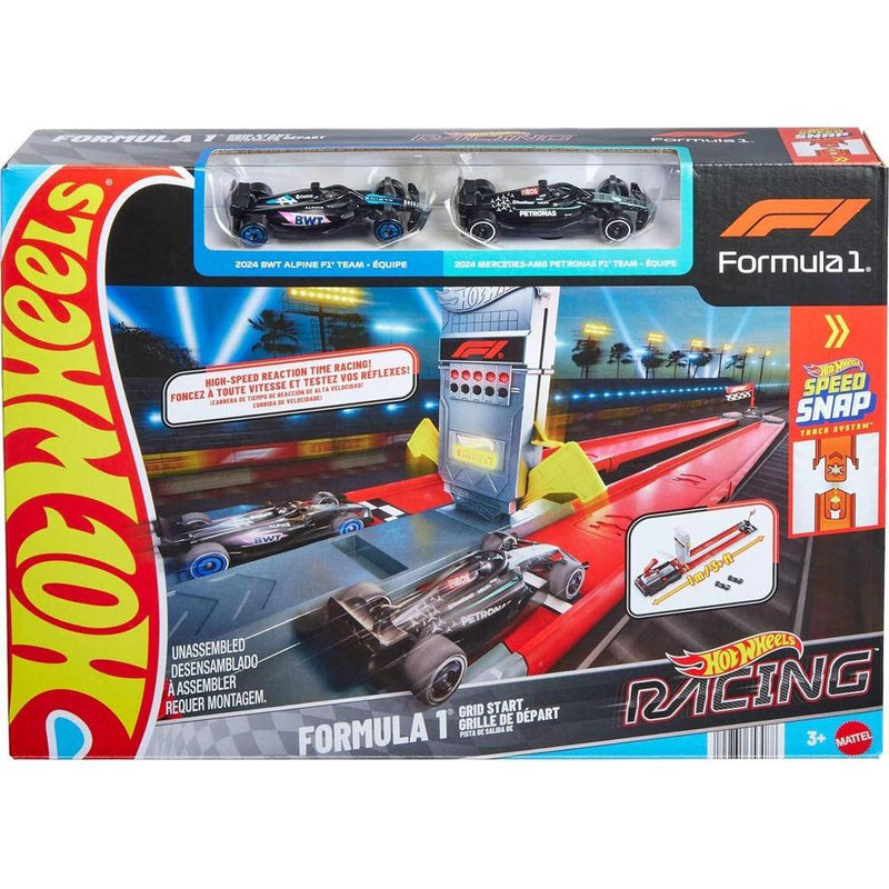 Juego de Pista Hot Wheels Racing Formula 1 con Autos a Escala para Carreras en Paralelo y Comienzo de Cuadrícula