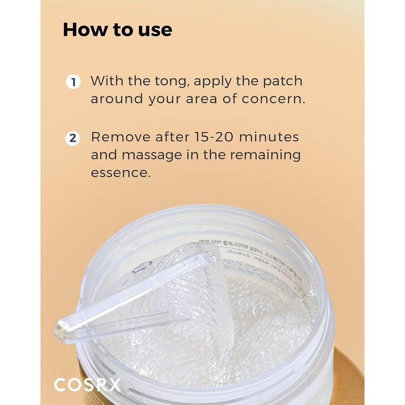 COSRX Parche avanzado para ojos de hidrogel de caracol, tratamiento hidratante, anti-hinchazón, sin parabenos