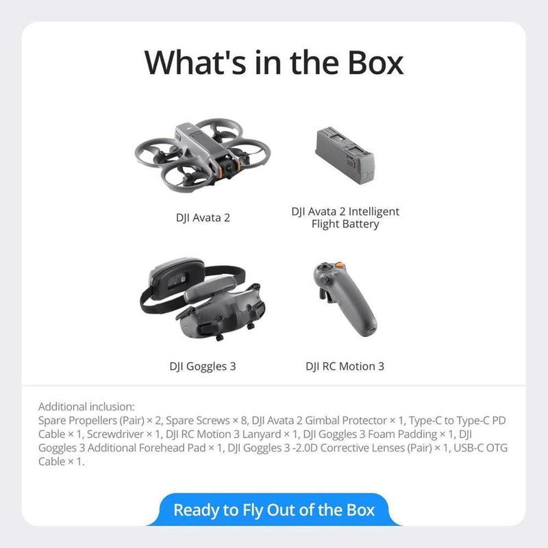 DJI Avata 2 Fly More Combo con batería y Goggles, dron FPV 4K de experiencia inmersiva, para principiantes y contenido POV