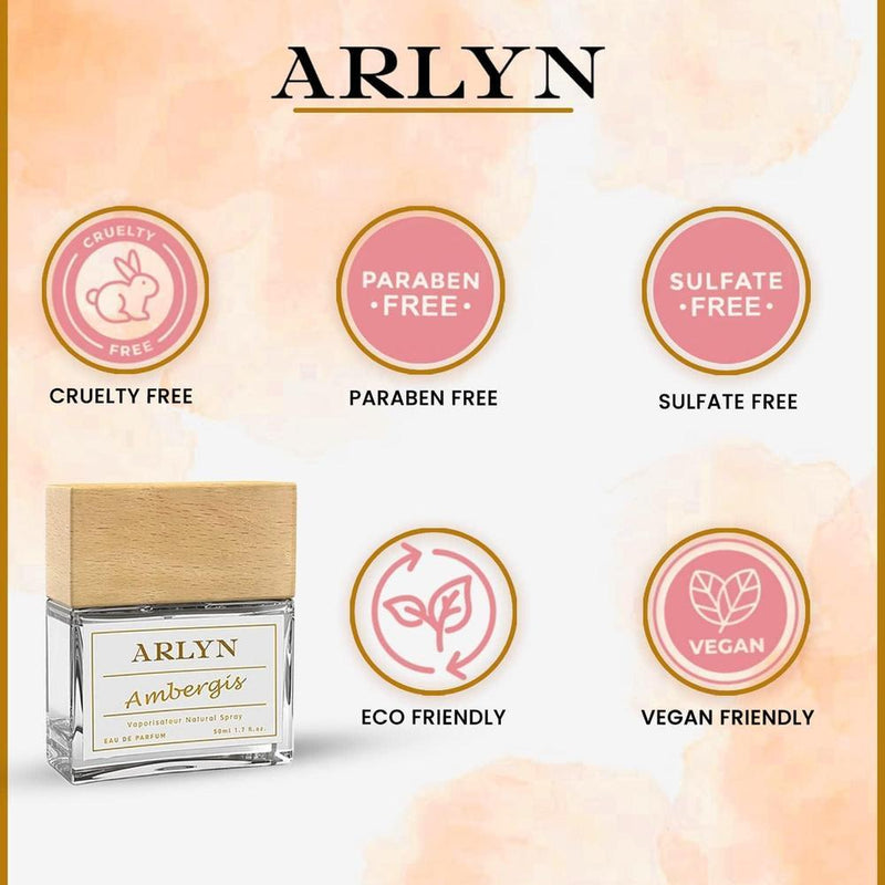 ARLYN Ambergis Eau De Parfum - Fragancia unisex con bergamota y pimienta rosa, vegana y libre de parabenos, ideal para uso diario
